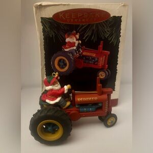 VTG 1994 Hallmark Keepsake Christmas Ornament 2.75" Here Comes Santa Tractor